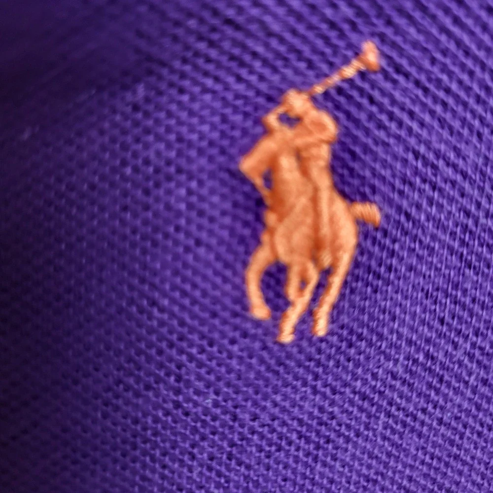 Polo Ralph Lauren M Custom Fit‎ Purple Short Sleeve Polo Shirt Orange Pony Logo